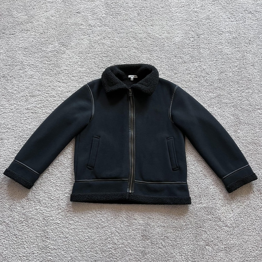 JW Anderson X Uniqlo Fleece Bomber Jacket Mens Medium Black Sherpa Lined Zip